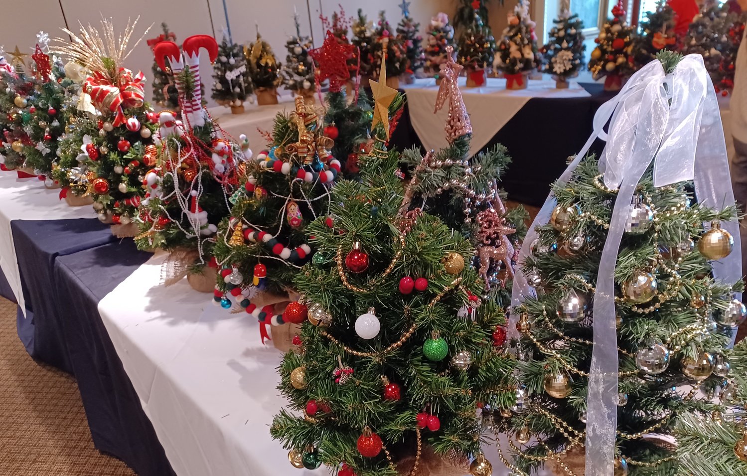 Volunteers decorate trees for hospice patients