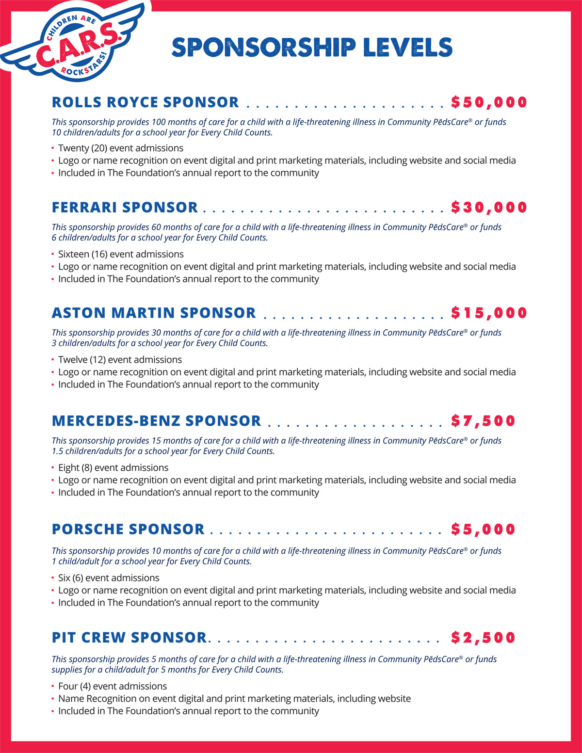FDN CARS Sponsorship Package